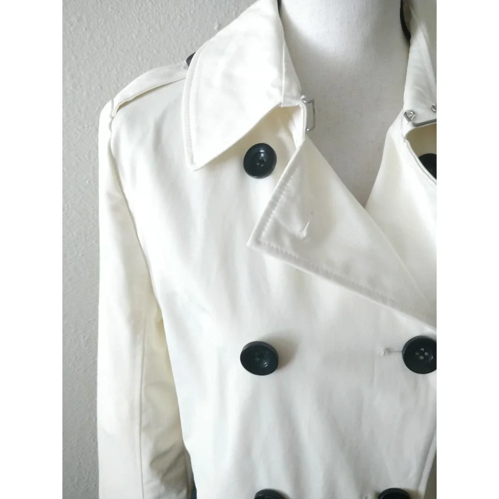 3/$20 Forever 21 Black White Colorblock Peacoat Trench Longline Jacket M - Picture 2 of 13